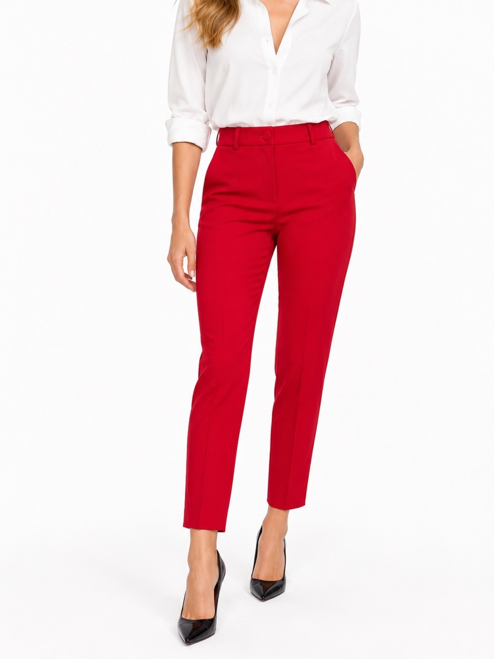J.Crew High-Rise Cameron Slim Ankle Pants Red Stretch Tailored Trousers 4